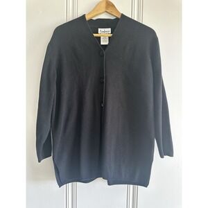 Minimalist Black Cotton Cardigan‎ Women PM Lightweight Basic Layering